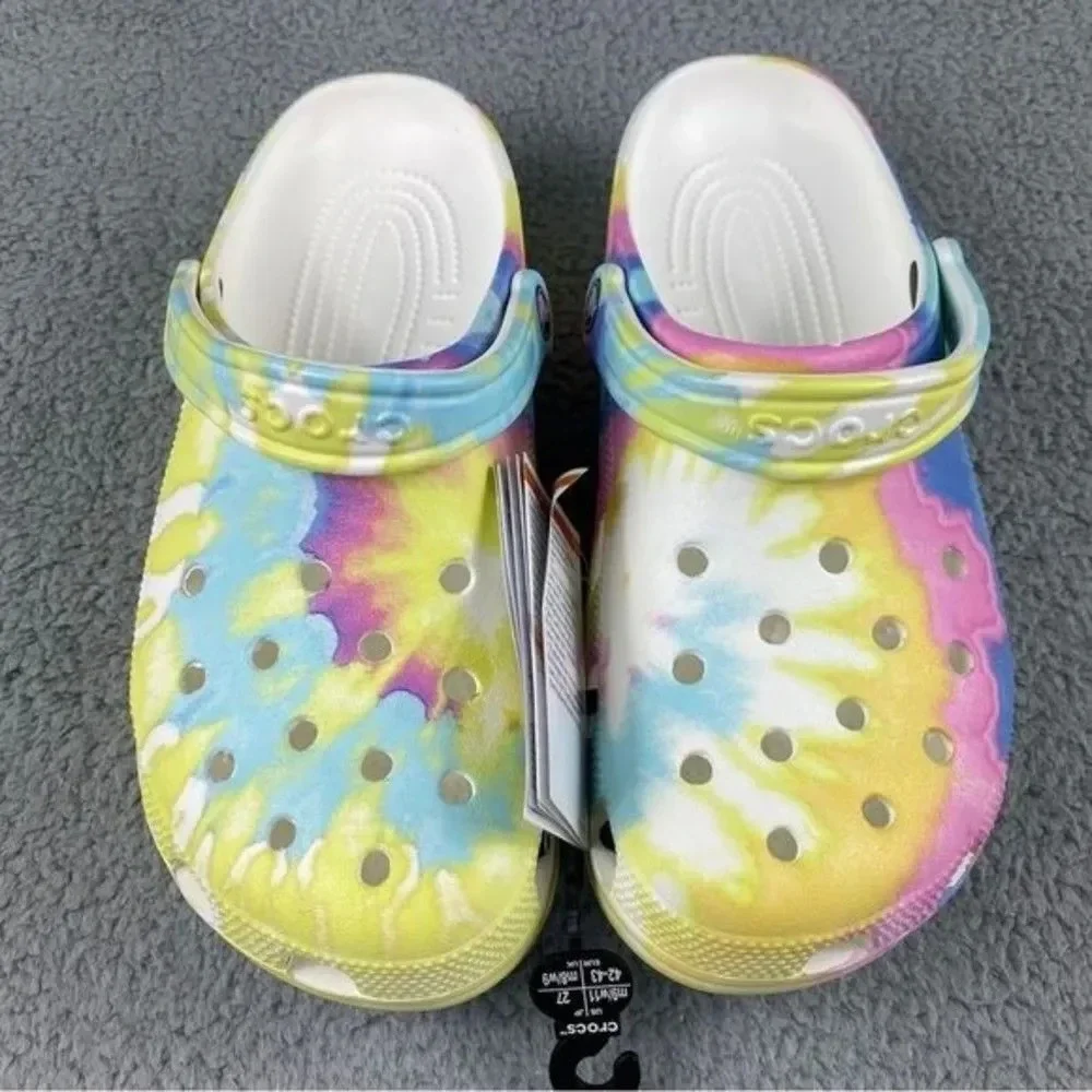 Crocs classic tie-dyed Clogs Graphic Unisex Womens 11 Mens 9‎ White Multi NEW